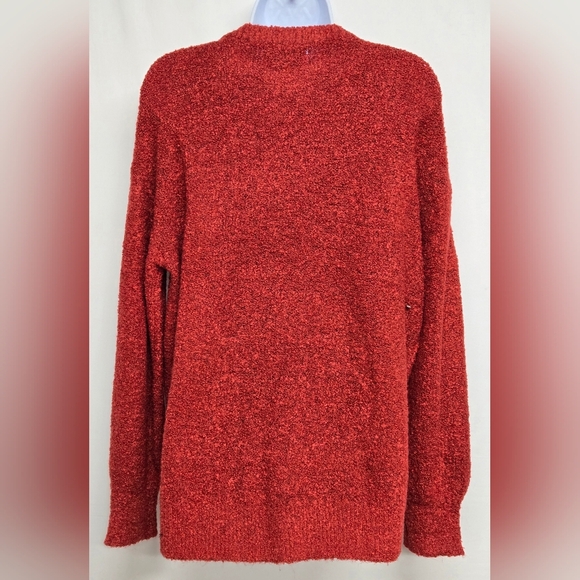 Old Navy L Red Pullover Fleece Sweater Drop Shoulder Sleeve Great Stretch - Picture 3 of 5